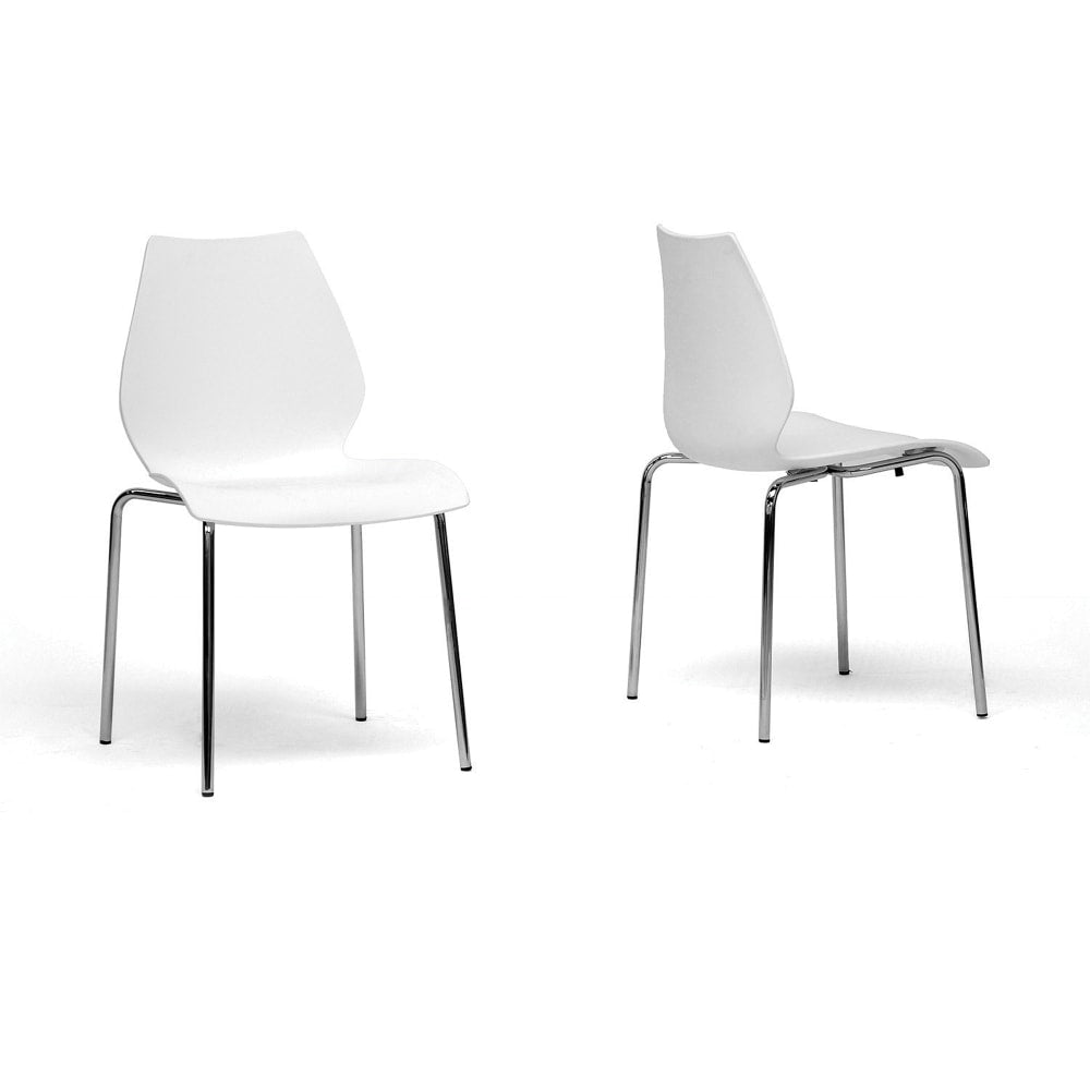 Baxton Studio Overlea Stackable Chairs, White, Set Of 2