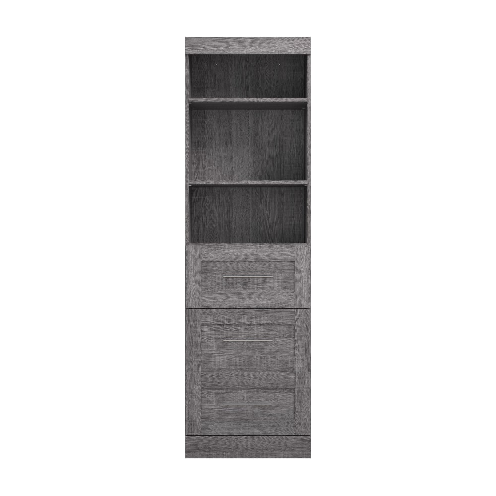 Bestar Pur 25inW Storage Unit With 3 Drawers, Bark Gray