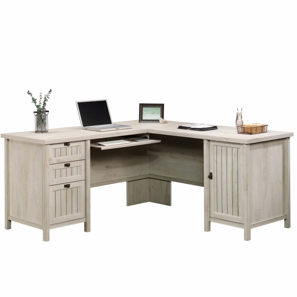 Sauder Costa 65inW L-Shaped Corner Desk, Chalked Chestnut