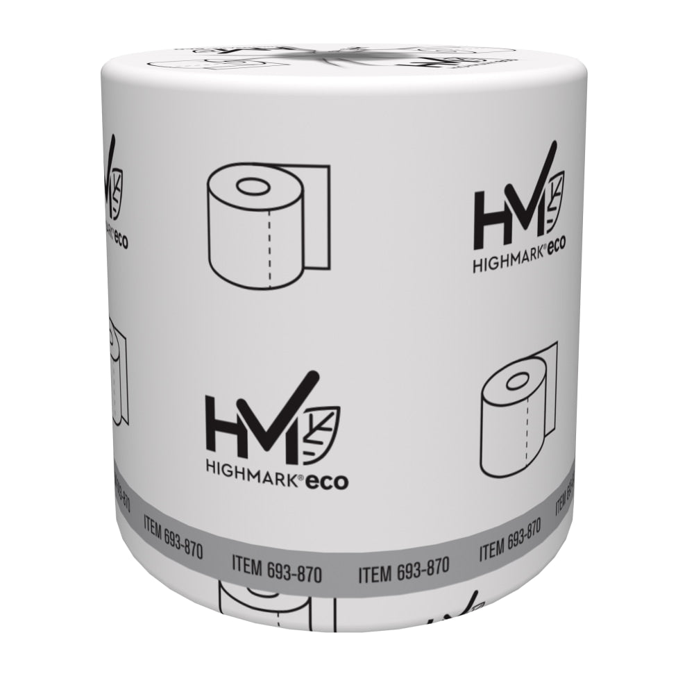 Highmark ECO 2-Ply Toilet Paper, 100% Recycled, White, 550 Sheets Per Roll, Case Of 80 Rolls