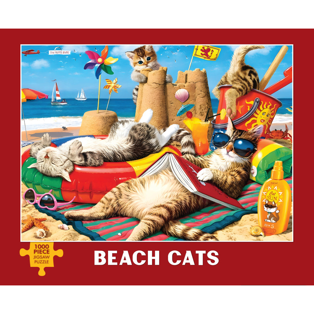 Willow Creek Press 1,000-Piece Puzzle, 26-5/8in x 19-1/4in, Beach Cats