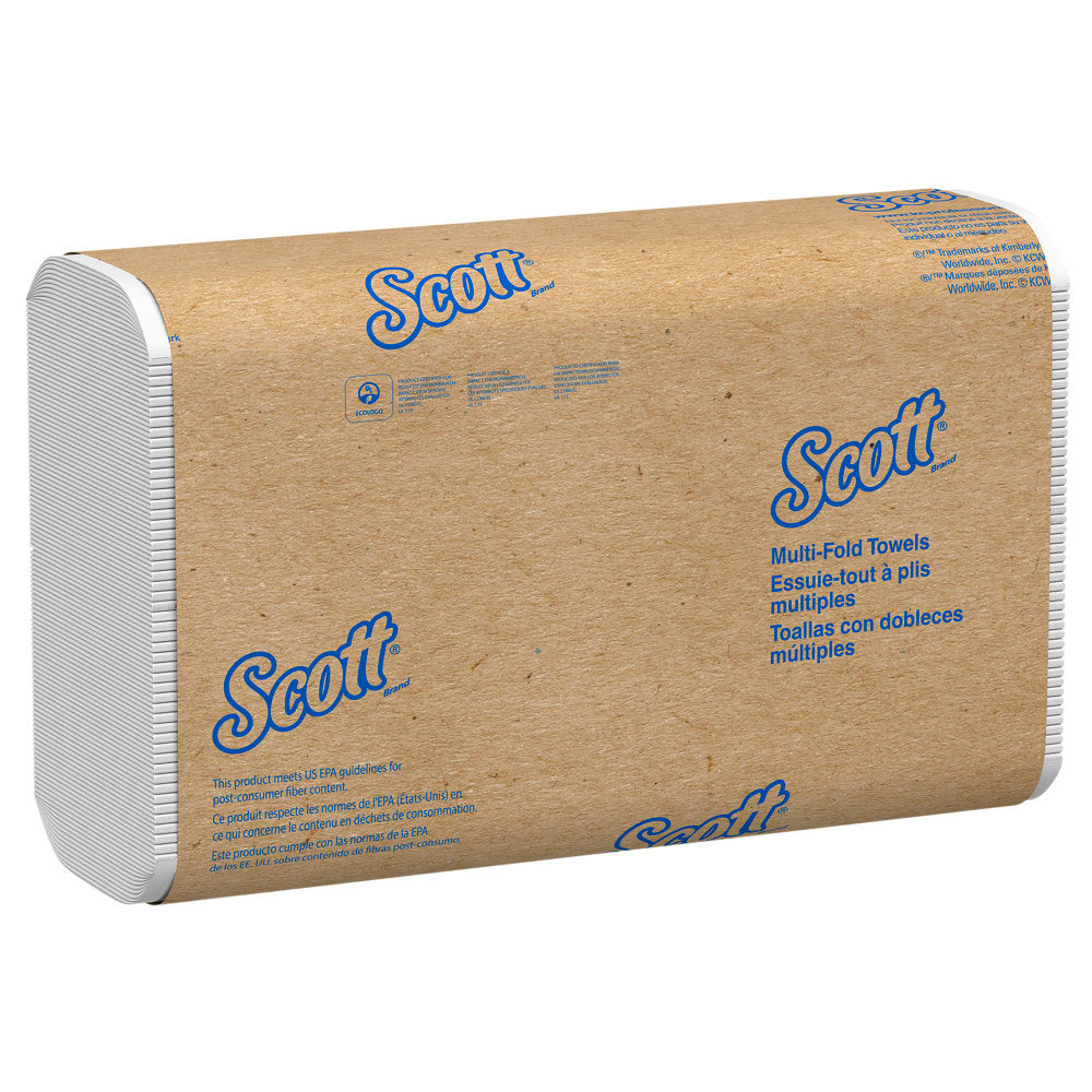 Scott 1-Ply Multifold Paper Towels with Fast-Drying Absorbency Pockets, White, 250 Multifold Towel Sheets Per Pack, 16 Packs Per Case, 4,000 Sheets Per Case