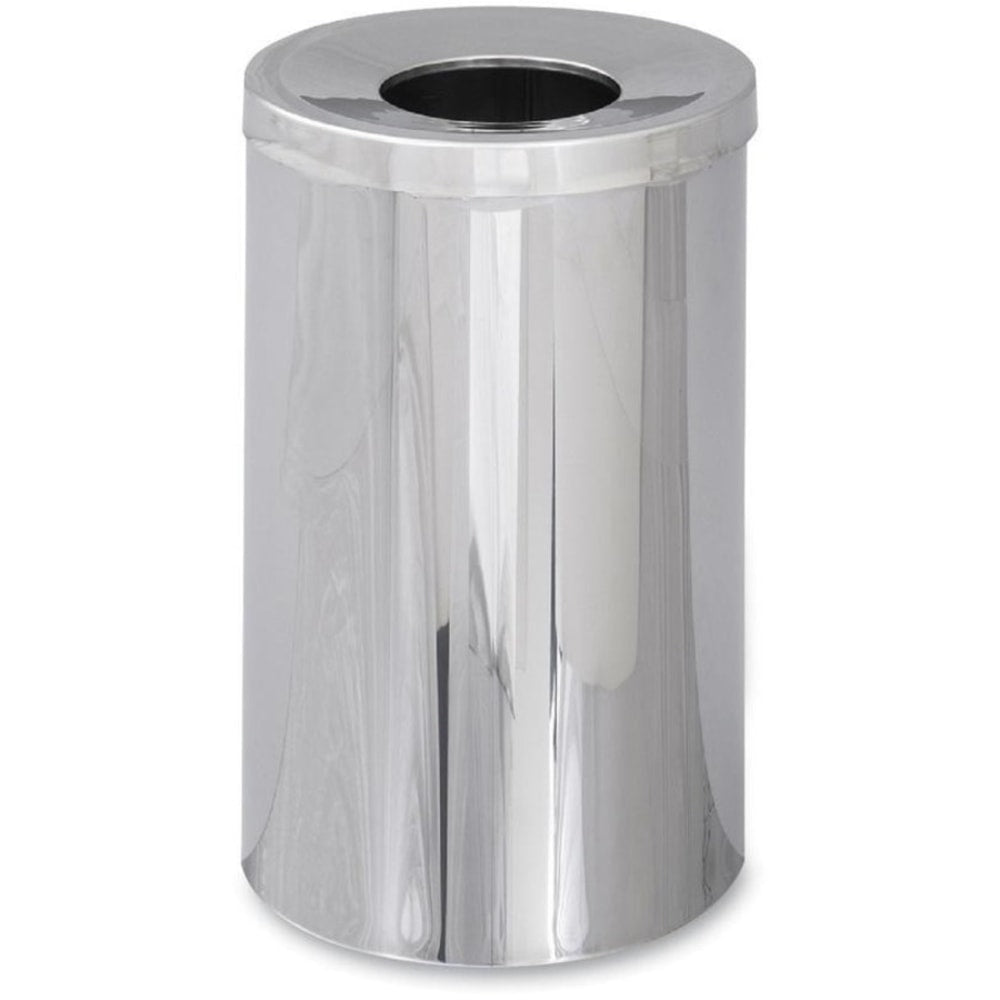 Safco Reflections Open-Top Receptacle, 35inH x 18 1/2inW x 7 1/2inD, 35-Gallon, Chrome