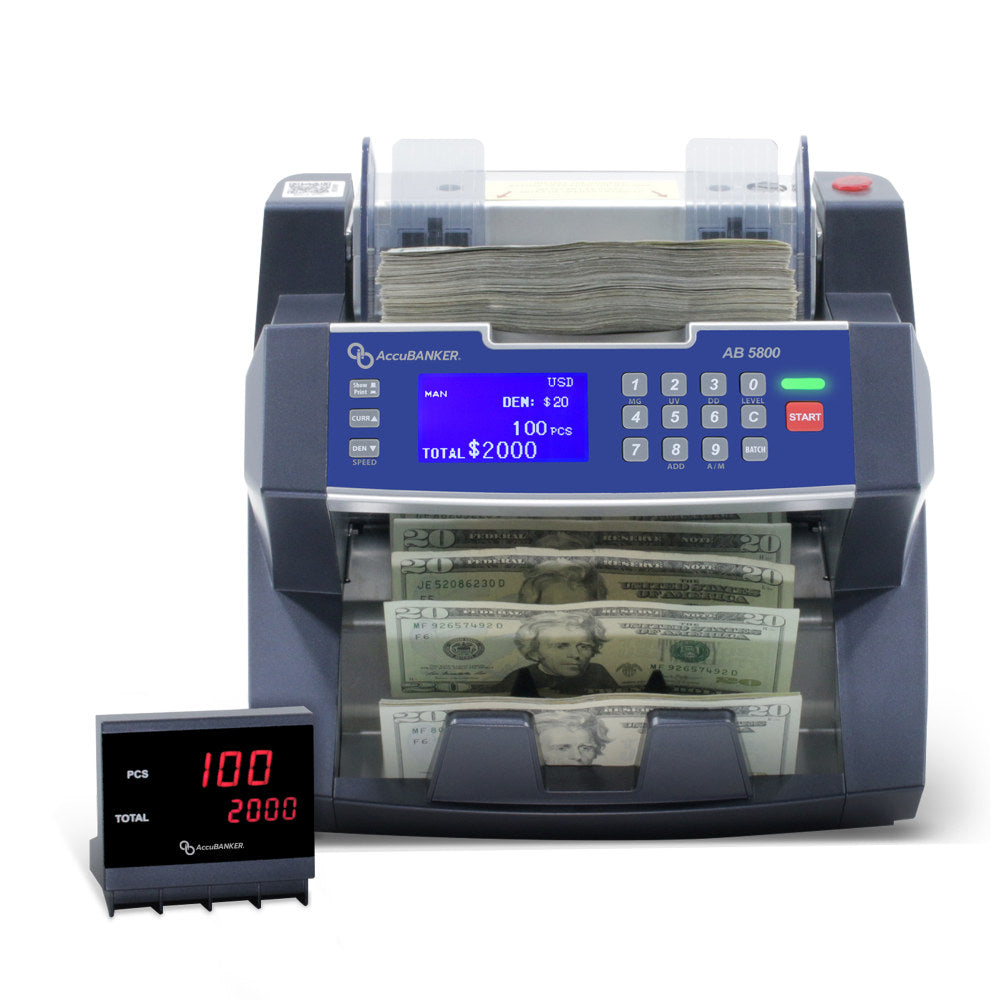 AccuBanker AB5800 Banknote Counter, 10inH x 10-7/16inW x 9-5/8inD