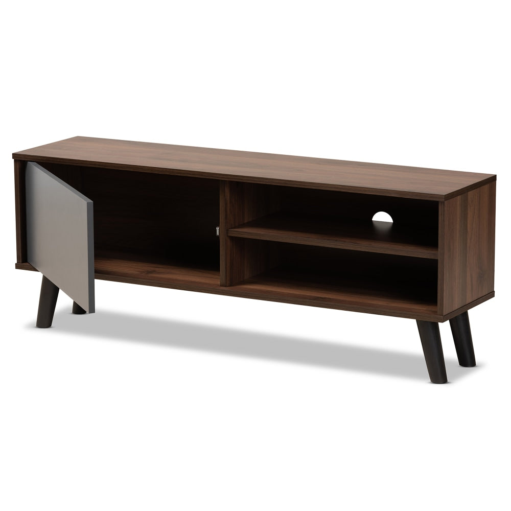 Baxton Studio Modern And Contemporary 2-Tone TV Stand, 18-1/16inH x 47-1/4inW x 11-13/16inD, Gray/Walnut Brown