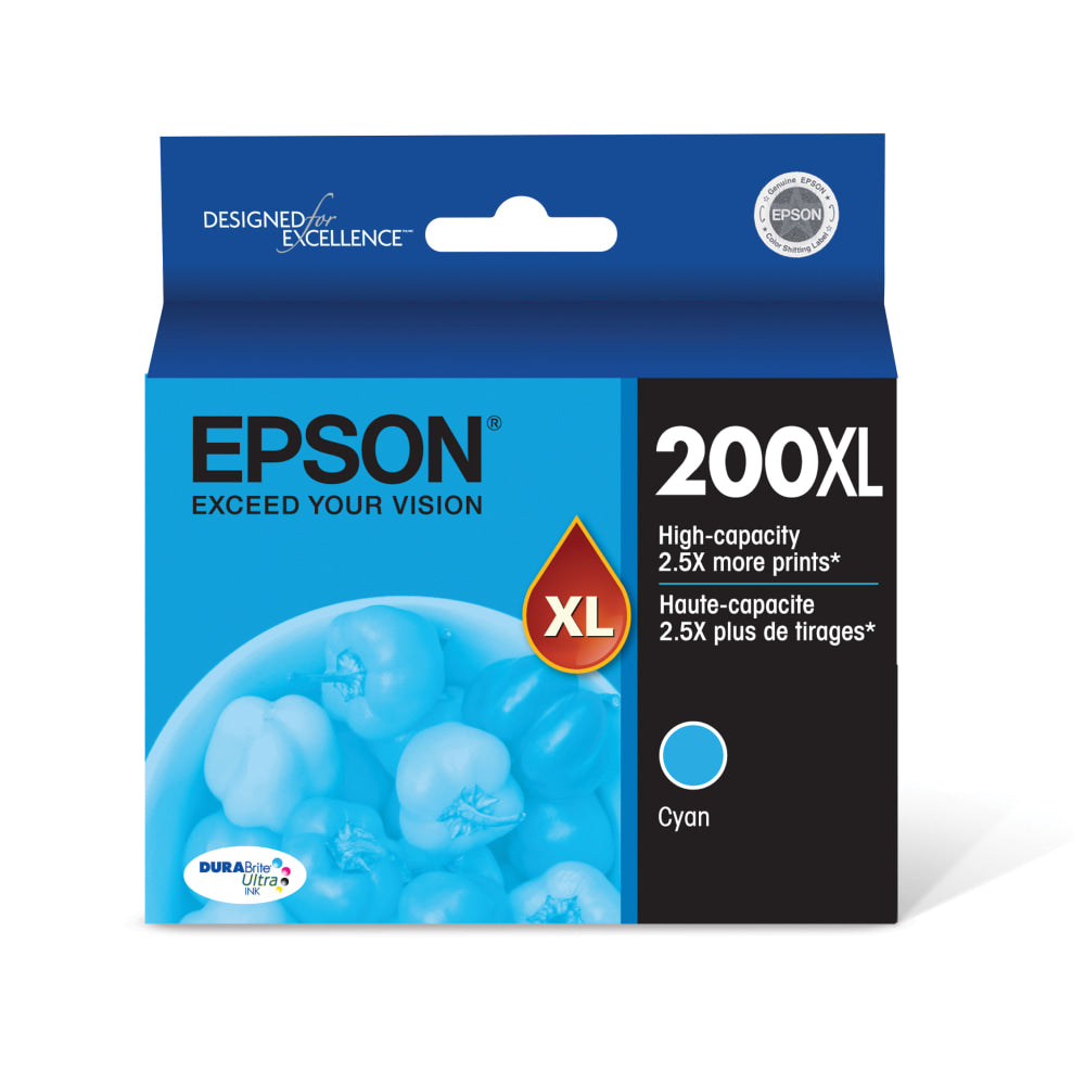 Epson 200XL DuraBrite Cyan Ultra-High-Yield Ink Cartridge, T200XL220-S