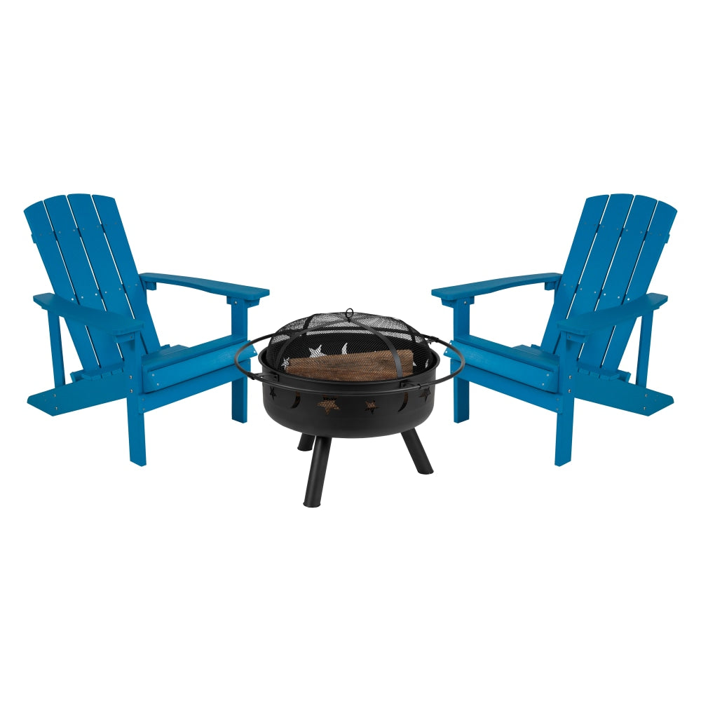 Flash Furniture 3-Piece Charlestown Adirondack Chair Set, Blue