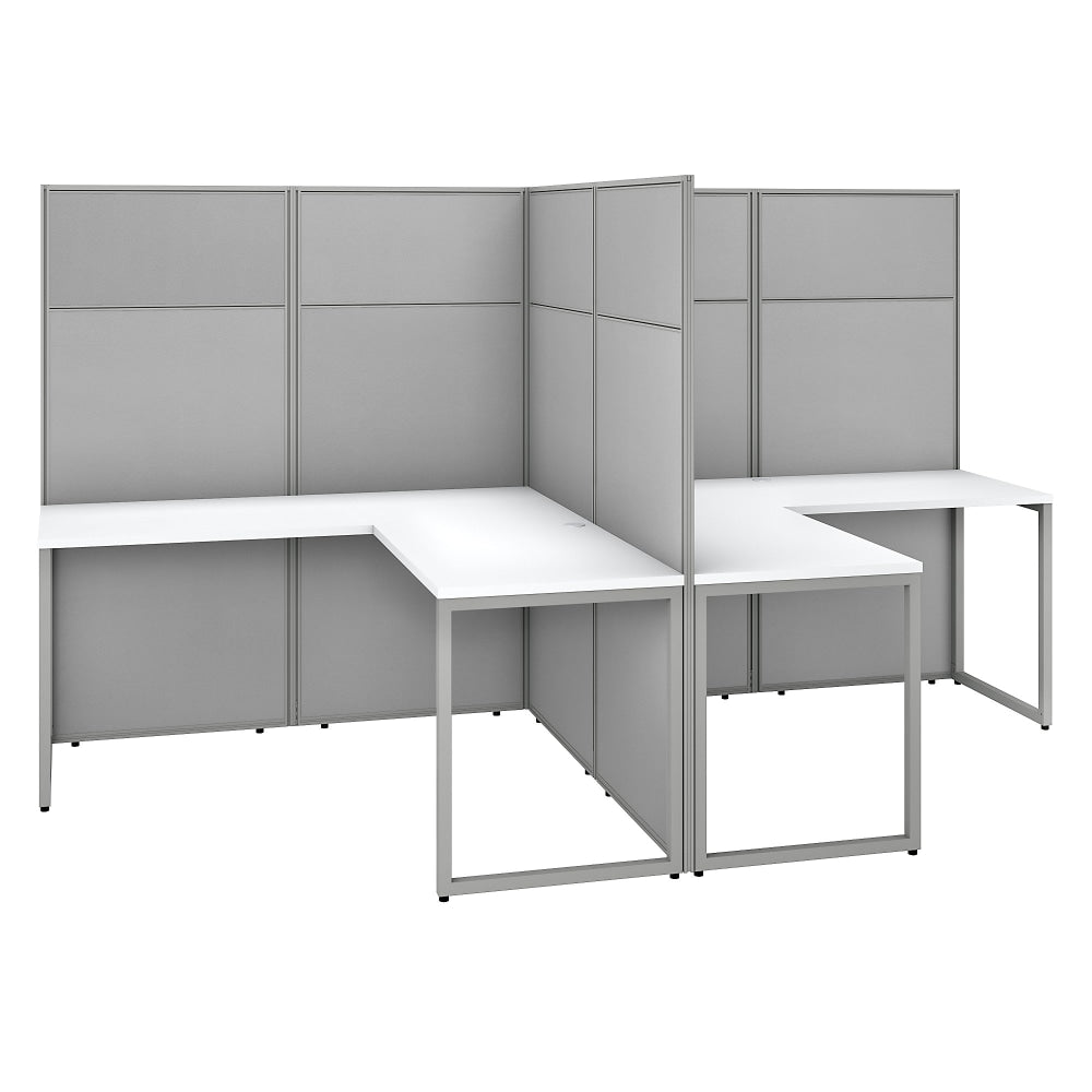 Bush Business Furniture Easy Office 60inW 2-Person L-Shaped Cubicle Desk With 66inH Panels, Pure White/Silver Gray, Standard Delivery