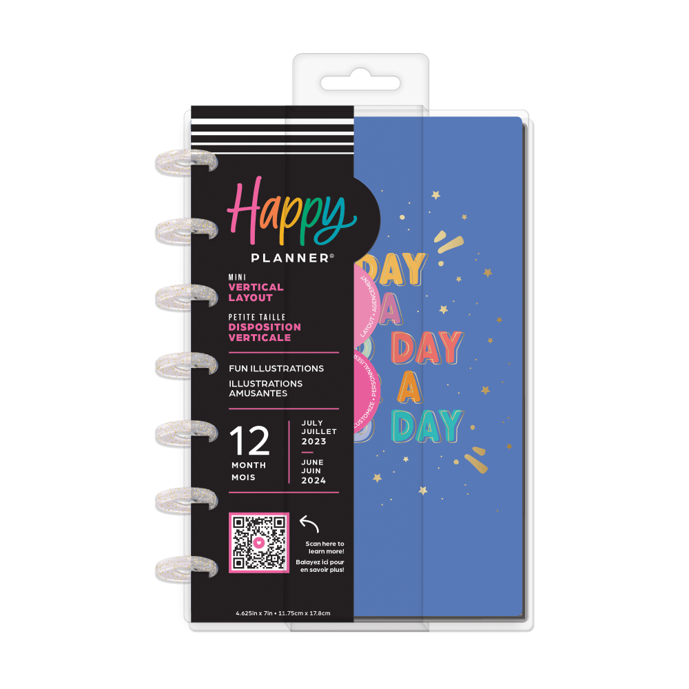 2023-2024 Happy Planner Monthly/Weekly Mini Planner, 4-3/5in x 7in, Fun Illustrations, July 2023 To June 2024, PPMD12-130