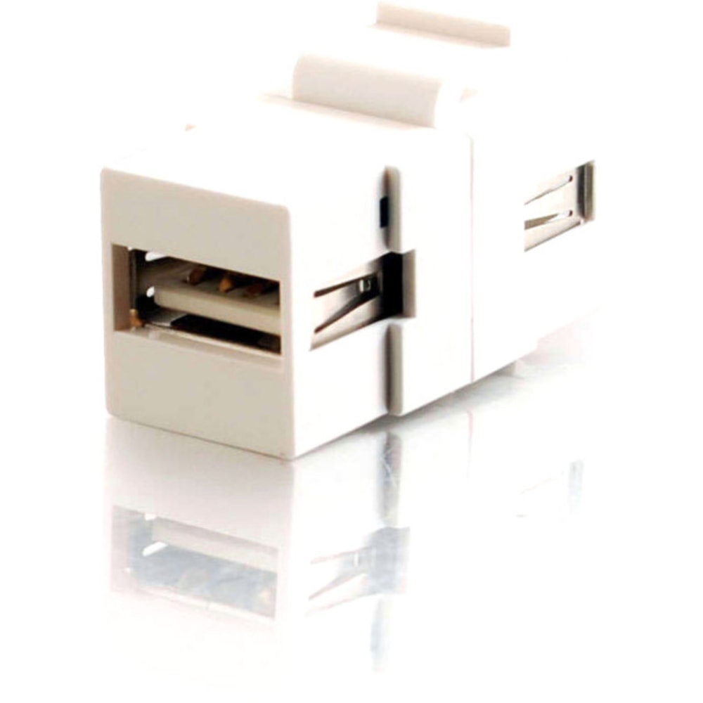 C2G Snap-In USB A/A Female Keystone Insert Module - White - 1 x Type A USB Female - 1 x Type A USB Female - White - TAA Compliant