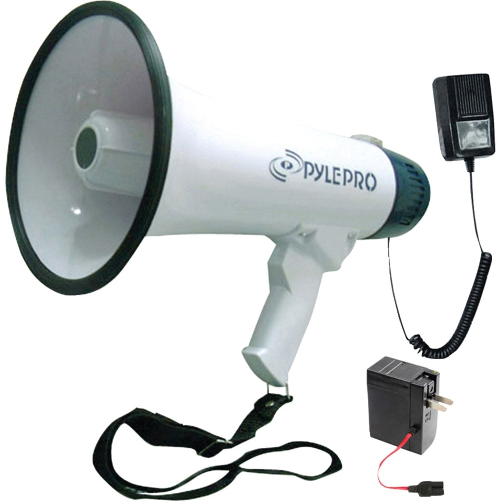 Pyle Professional 40W Dynamic Megaphone, 9-1/2inH x 8-1/4inW x 13-1/4inD, White