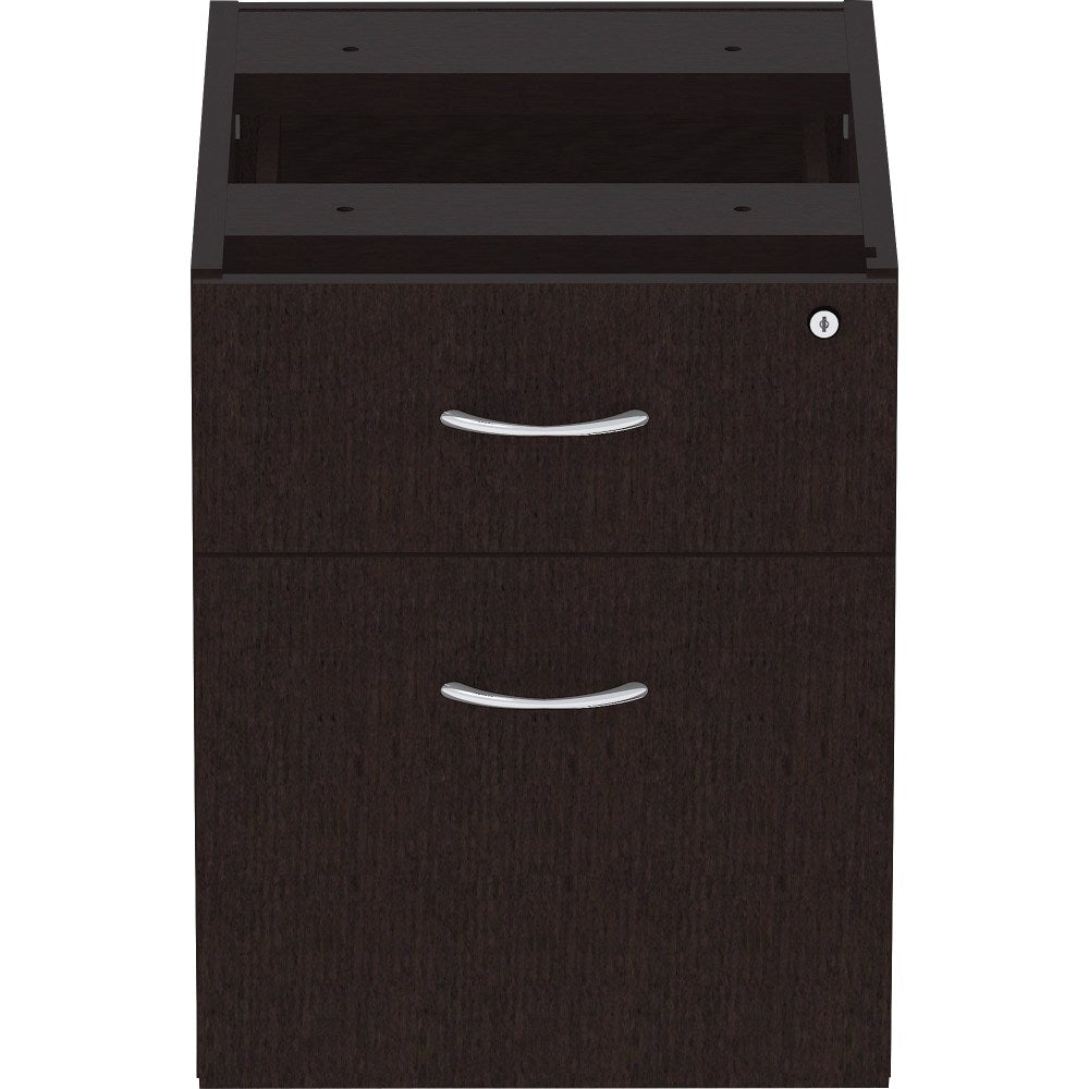 Lorell Essentials 22inD Vertical Pedestal File Cabinet With 1 Box Drawer And 1 File Drawer, Espresso