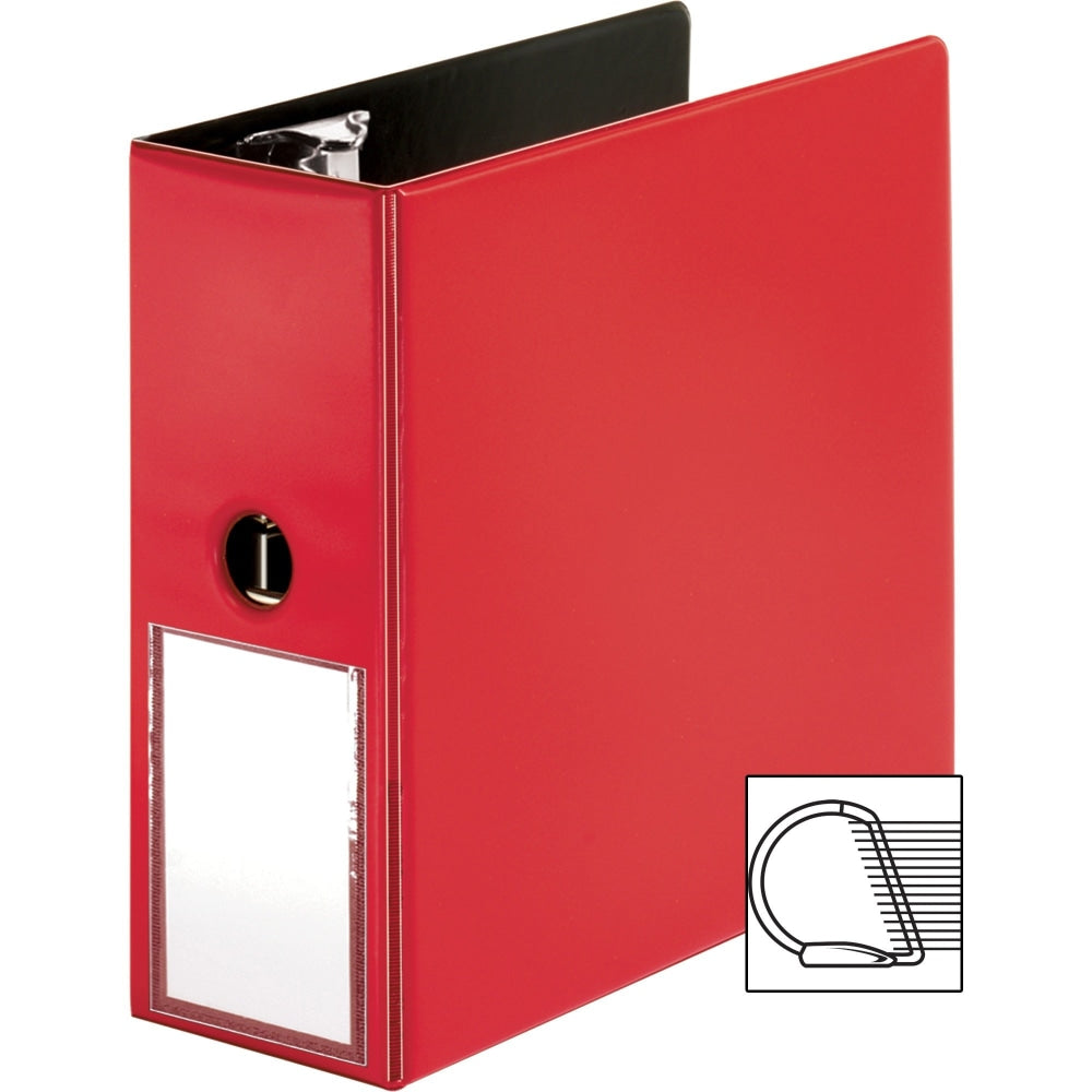 Business Source 5in D-Ring Binder, 5in Ring, Red