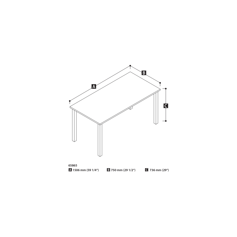 Bestar Universal 60inW Table Computer Desk With Square Metal Legs, Antigua