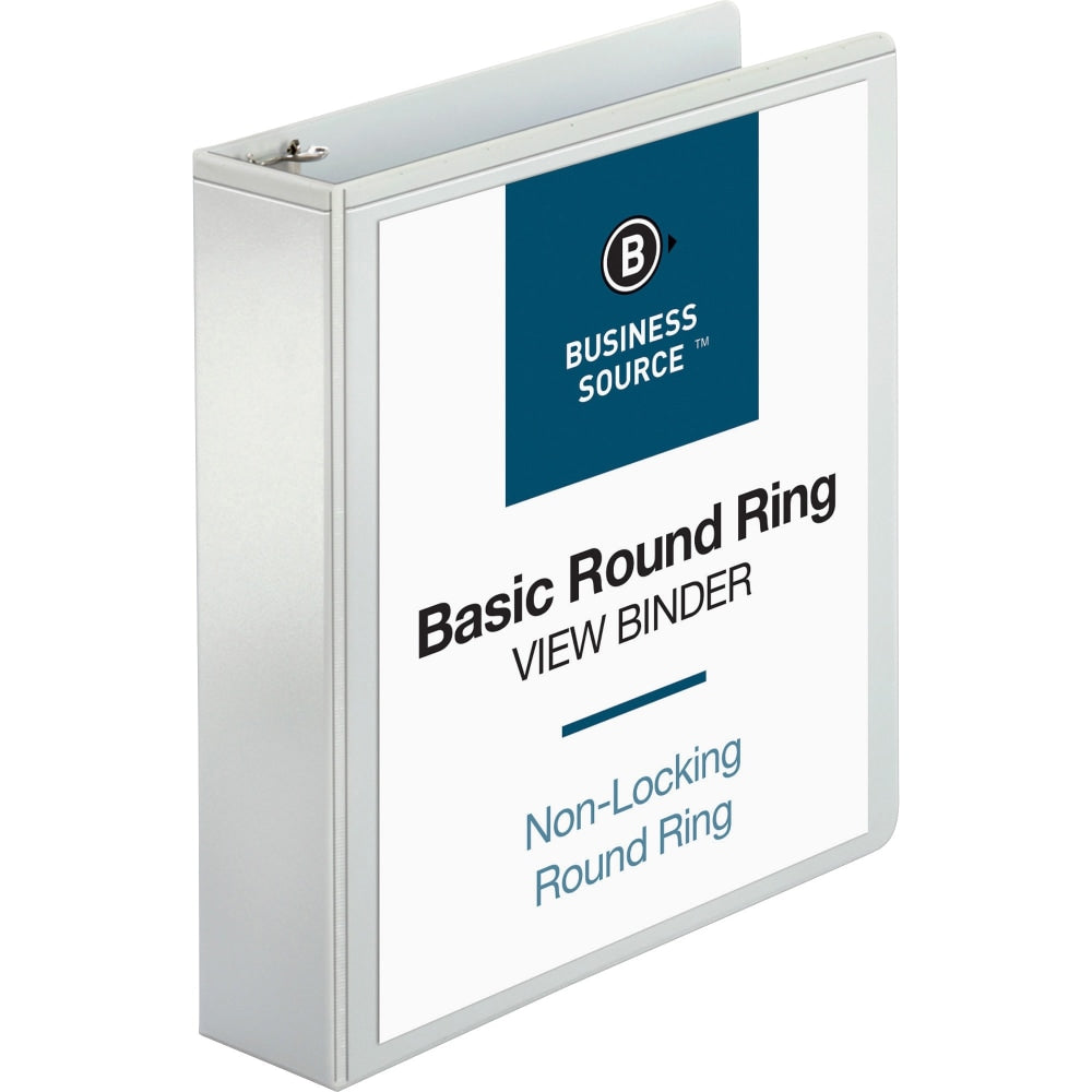 Business Source View 3-Ring Binder, 2in Round Rings, White