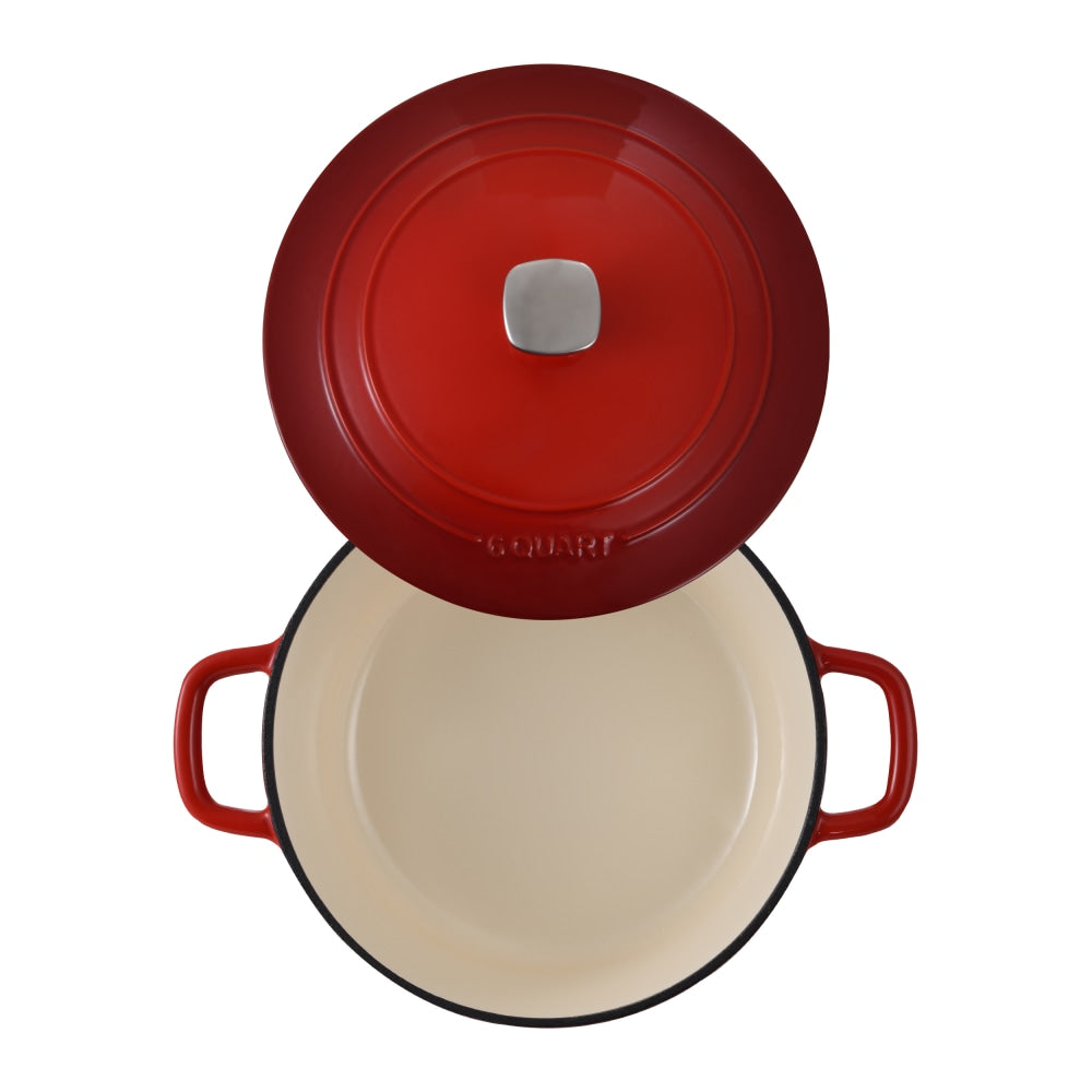 Masterpro Bergner 6-Quart Iron Dutch Oven With Lid, Red