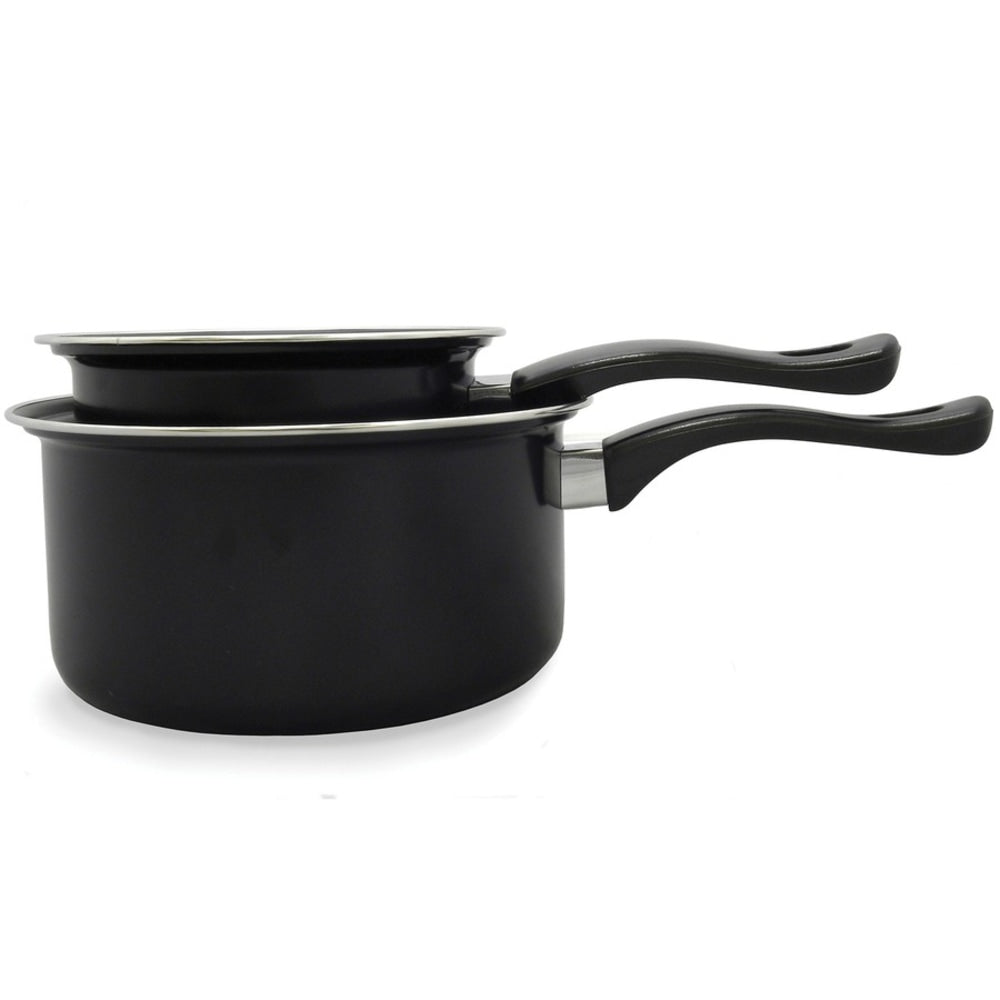 Brentwood BSP-1620 1.5qt and 3qt Non-Stick Saucepan Set, Black - 2 Pieces - Cooking, Sauce - Dishwasher Safe - 3 quart - 1.50 quart - Black - Carbon Steel Body