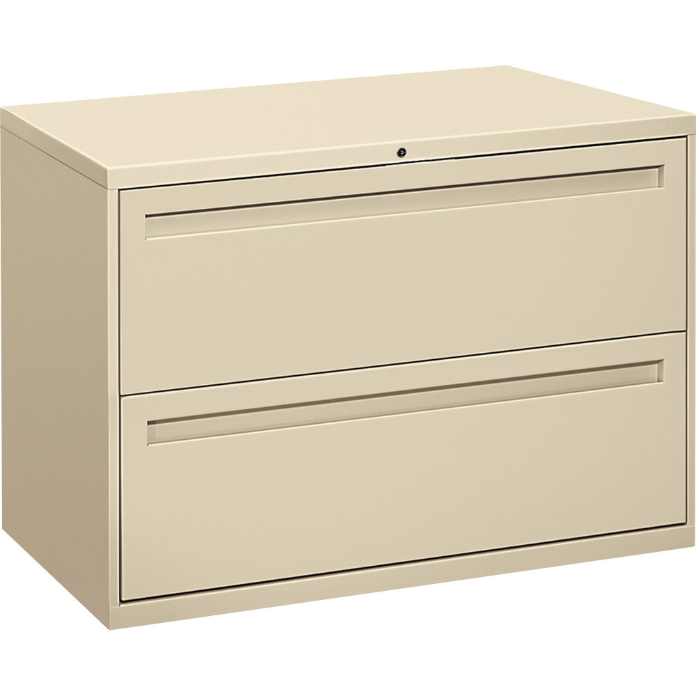 HON Brigade 700 42inW x 18inD Lateral 2-Drawer File Cabinet, Putty