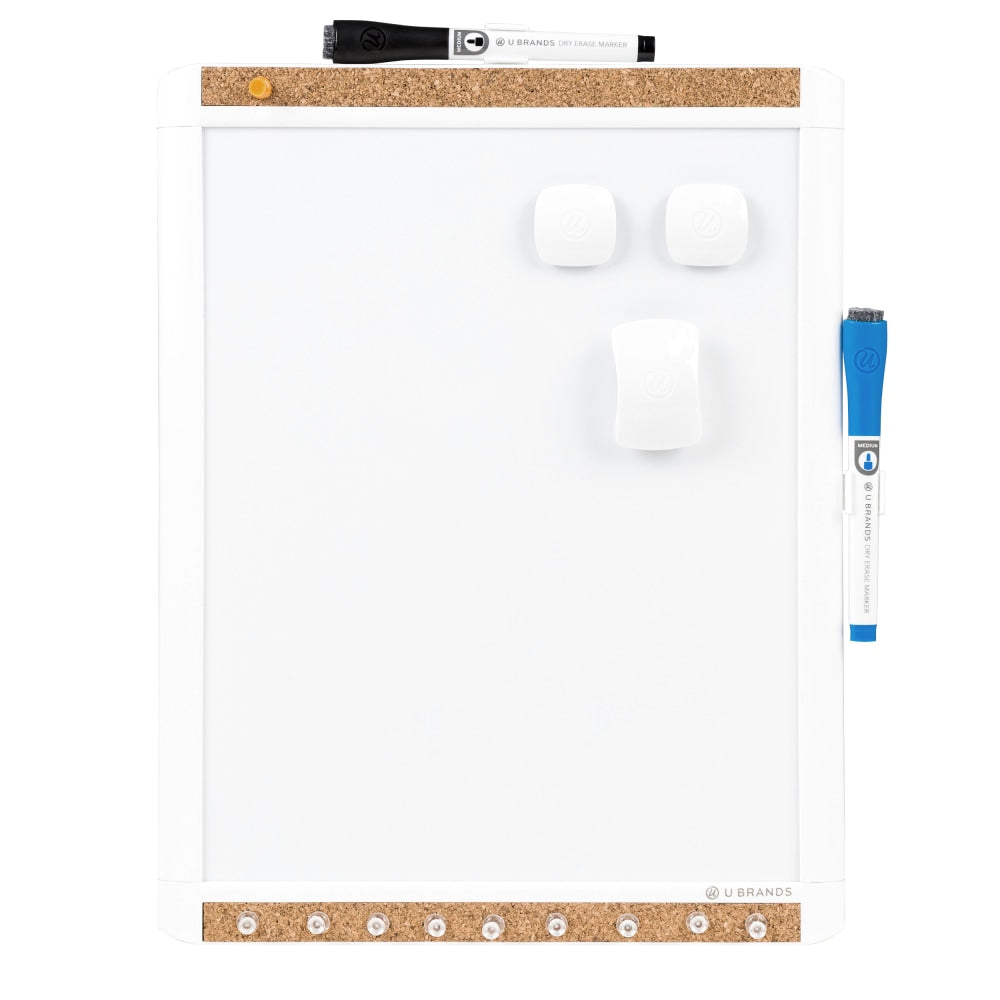 U Brands PINIT Magnetic Dry-Erase Board, Steel, 11in x 14in, White Surface, Plastic Frame