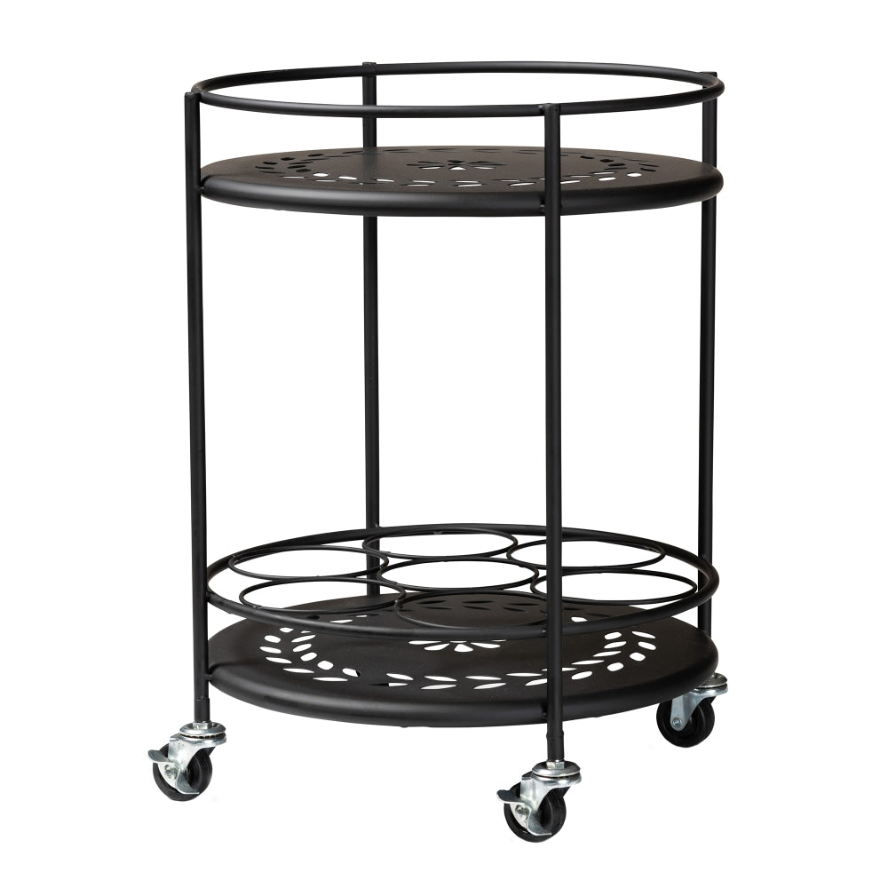 Baxton Studio Dallan 2-Tier Kitchen Cart, 18-5/8inH x 14inW, Black