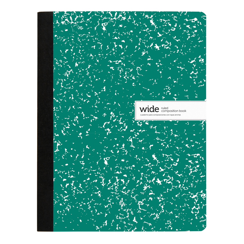 Office Depot Brand Composition Notebook, 9-3/4in x 7-1/2in, Wide Ruled, 100 Sheets, Green