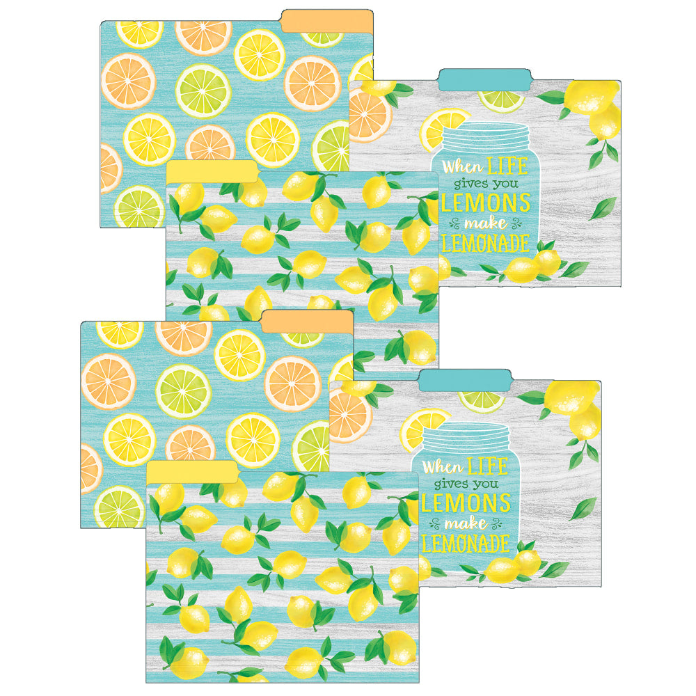 Teacher Created Resources Lemon Zest File Folders, 8-1/2in x 11in, Multicolor, 12 Folders Per Pack, Set Of 2 Packs