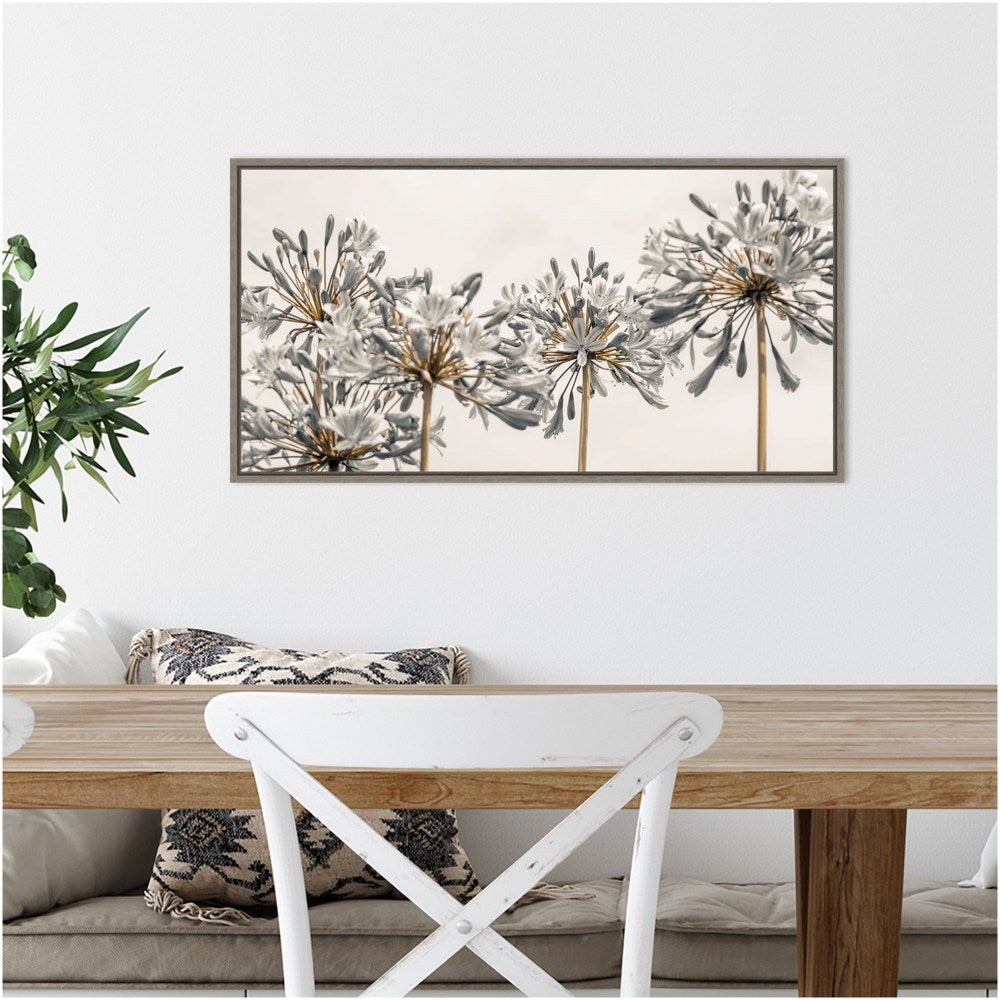 Amanti Art African Lily Flowers II by Assaf Frank Framed Canvas Wall Art Print, 14inH x 27inW, Graywash