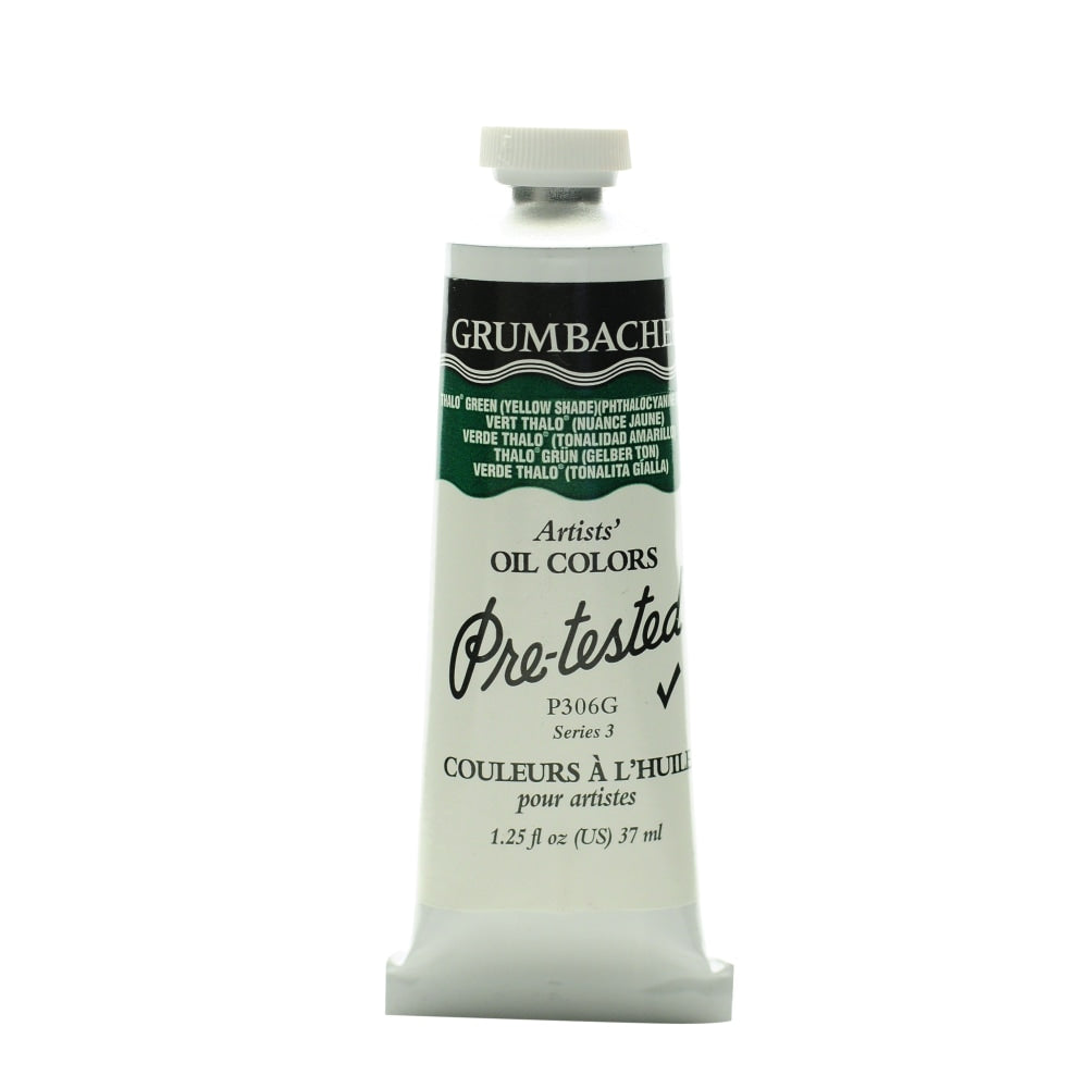 Grumbacher P306 Pre-Tested Artists Oil Colors, 1.25 Oz, Thalo Green (Yellow Shade), Pack Of 2