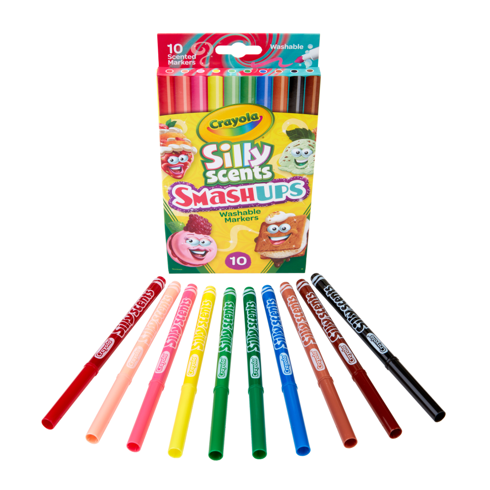 Crayola Silly Scent Smashups Fine Line Washable Markers, Assorted Colors, Pack Of 10 Markers