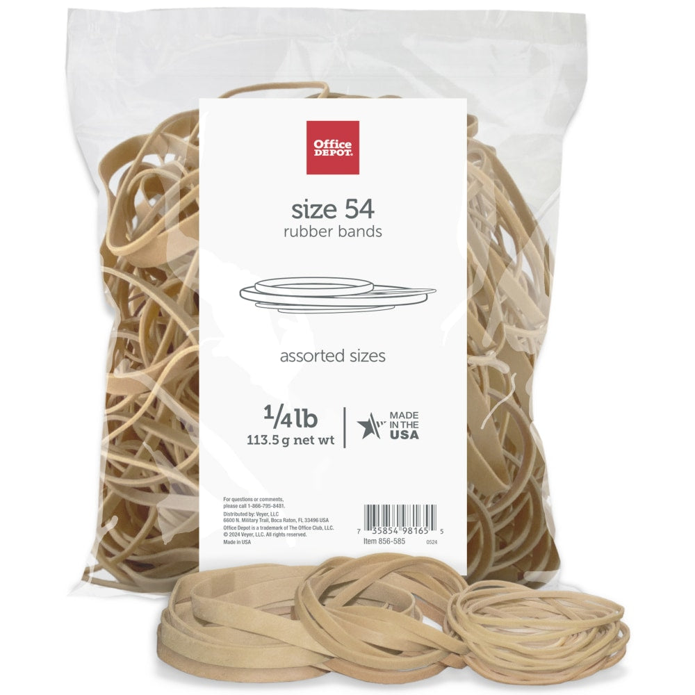 Office Depot Brand Rubber Bands, #54, Assorted Sizes, 1/4 Lb. Bag