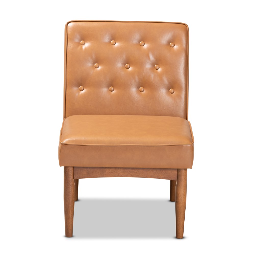 Baxton Studio Riordan Dining Chair, Tan/Walnut Brown