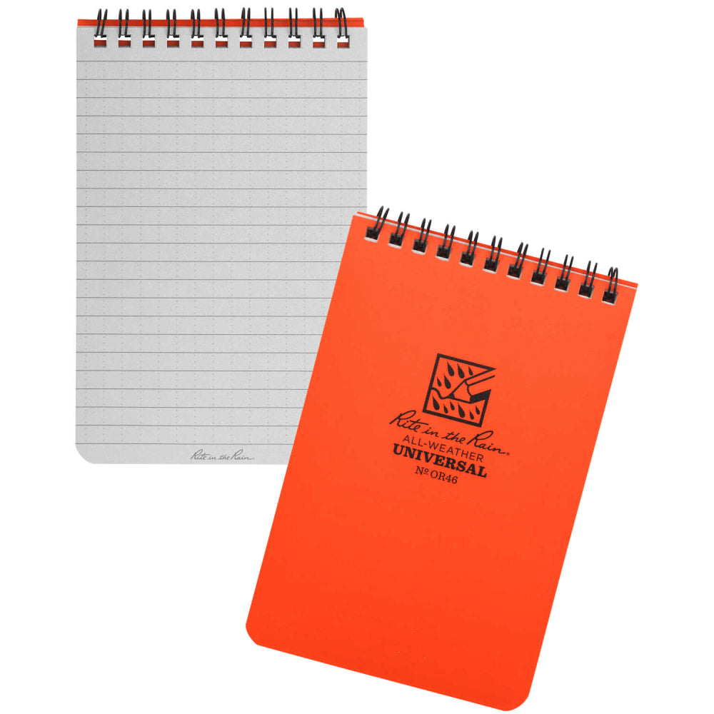 Rite in the Rain All-Weather Spiral Notebooks, Top, 4in x 6in, 100 Pages (50 Sheets), Orange, Pack Of 12 Notebooks