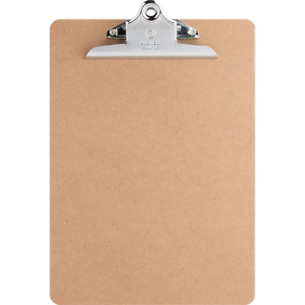 Business Source Hardboard Clipboard - Standard - 9in x 12 1/2in - Hardboard - Brown - 1 Each