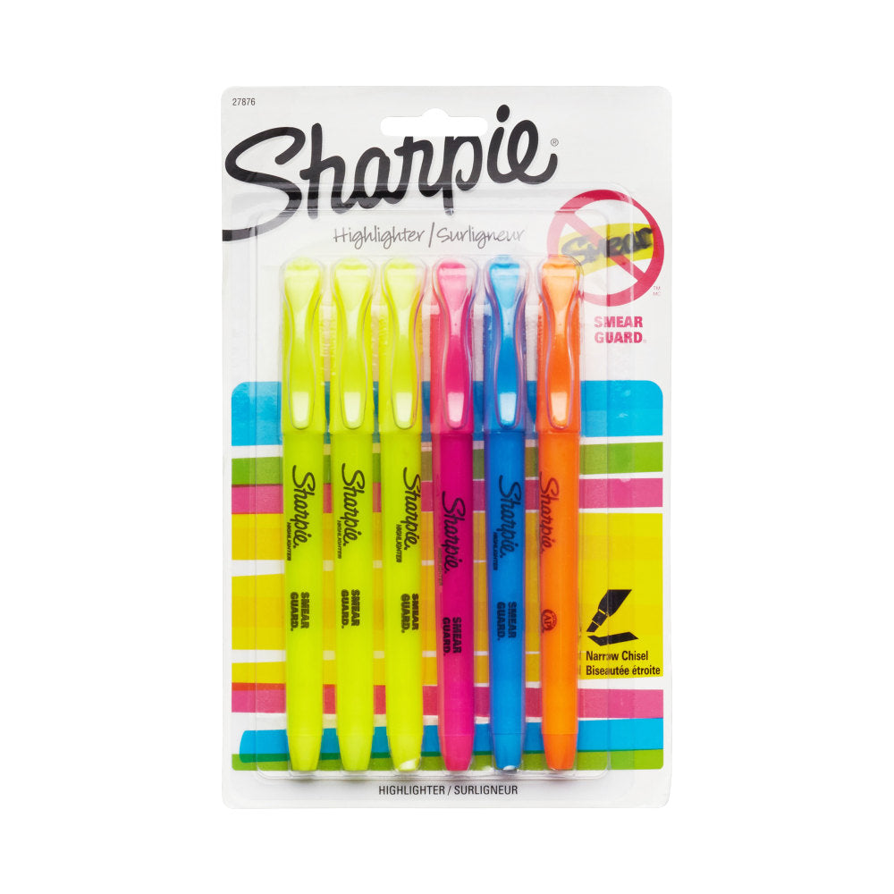 Sharpie Accent Pocket Highlighters, Assorted, Pack Of 6