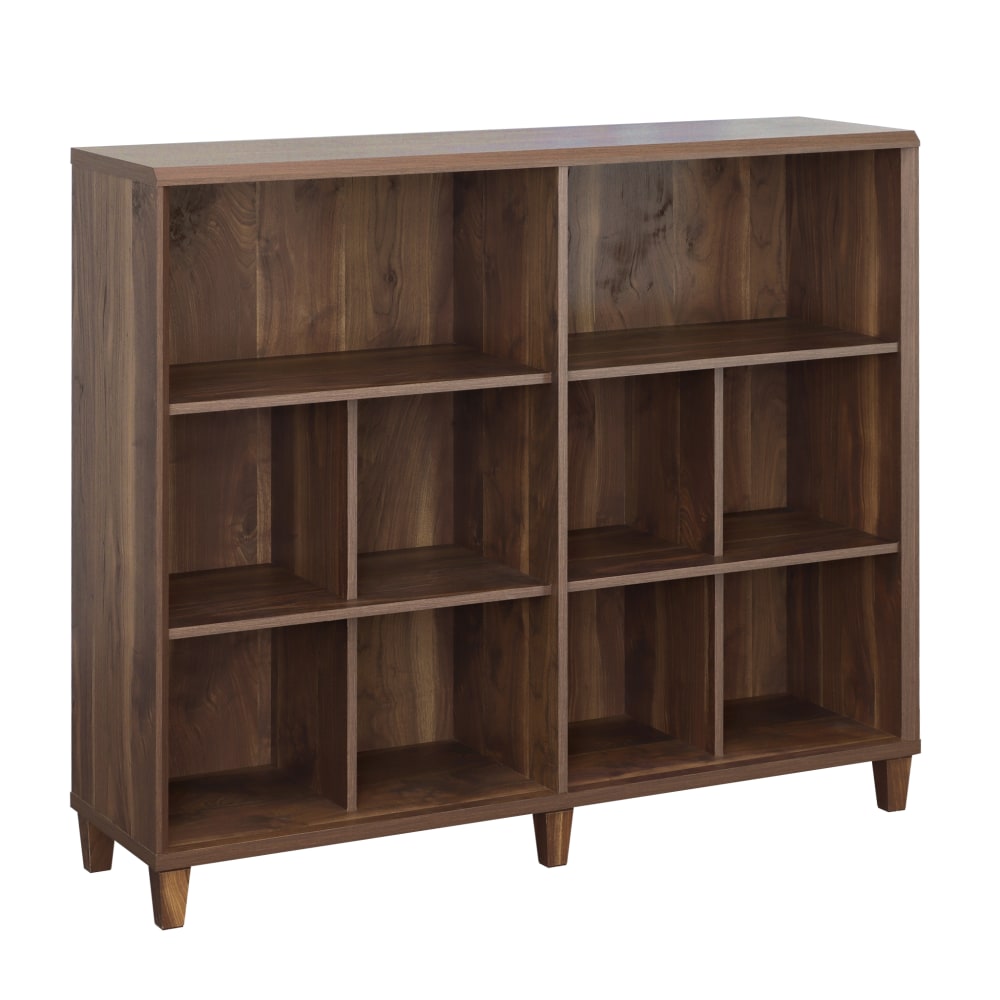 Sauder Willow Place 46inH 10-Cubby Display Bookcase, Grand Walnut