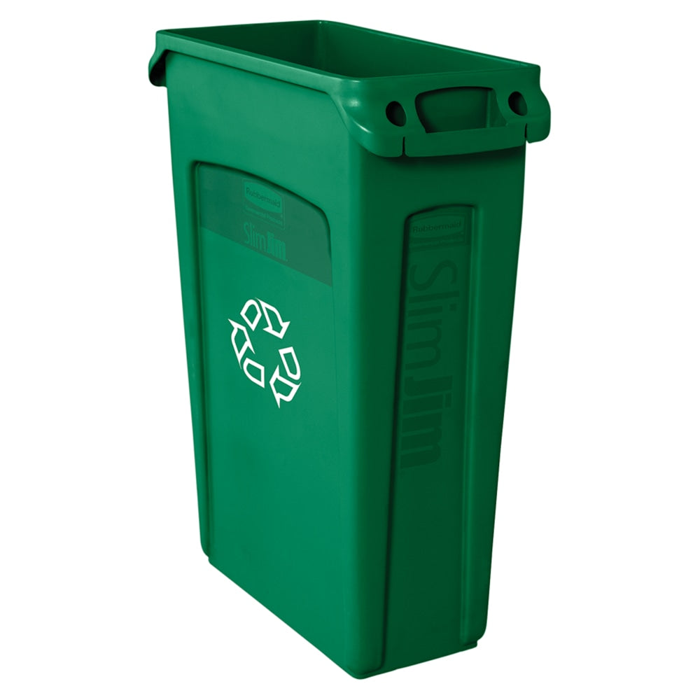 Rubbermaid Commercial Slim Jim Waste Receptacle, 23 Gallons, Green