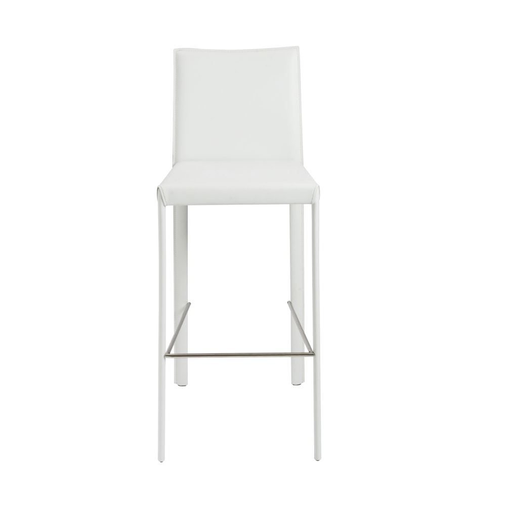 Eurostyle Hasina Regenerated Leather Bar Stools, White, Set Of 2 Stools