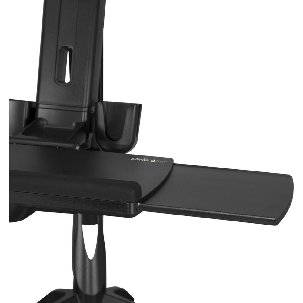 StarTech.com Sit Stand Dual Monitor Arm - Desk Mount Standing Computer Workstation 24in Displays - Adjustable Stand Up Arm w/ Keyboard Tray