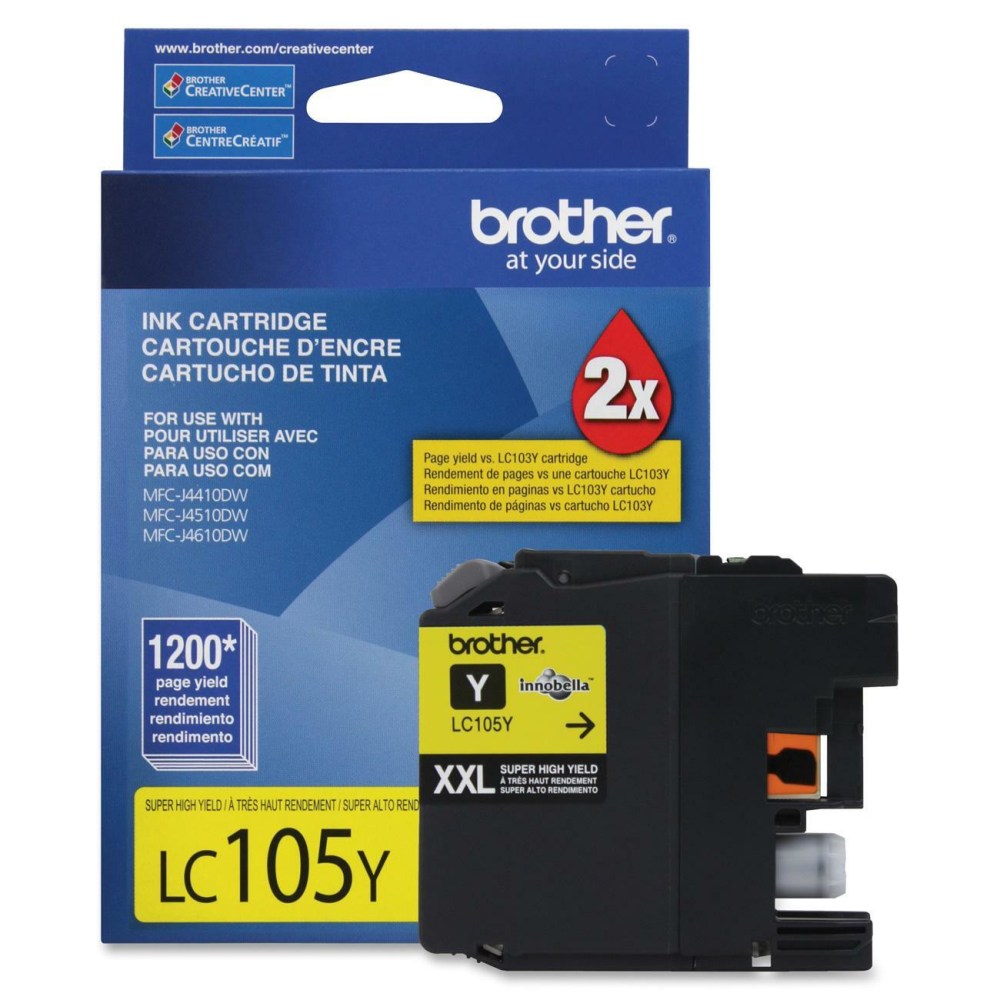 Brother LC105 Yellow High-Yield Ink Cartridge, LC105Y