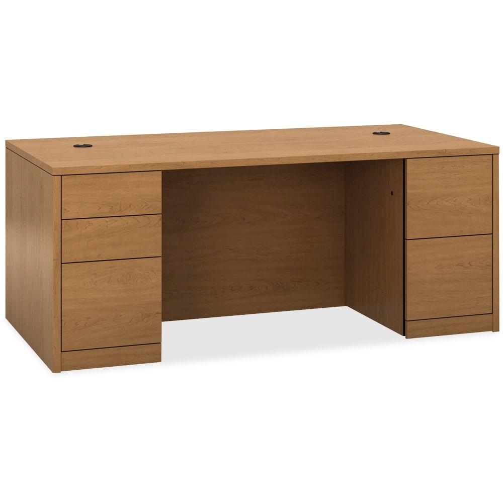 HON 10500 H105890 Pedestal Desk - 72in x 36in x 29.5in x 1.1in - 5 - Double Pedestal - Material: Wood - Finish: Harvest, Laminate