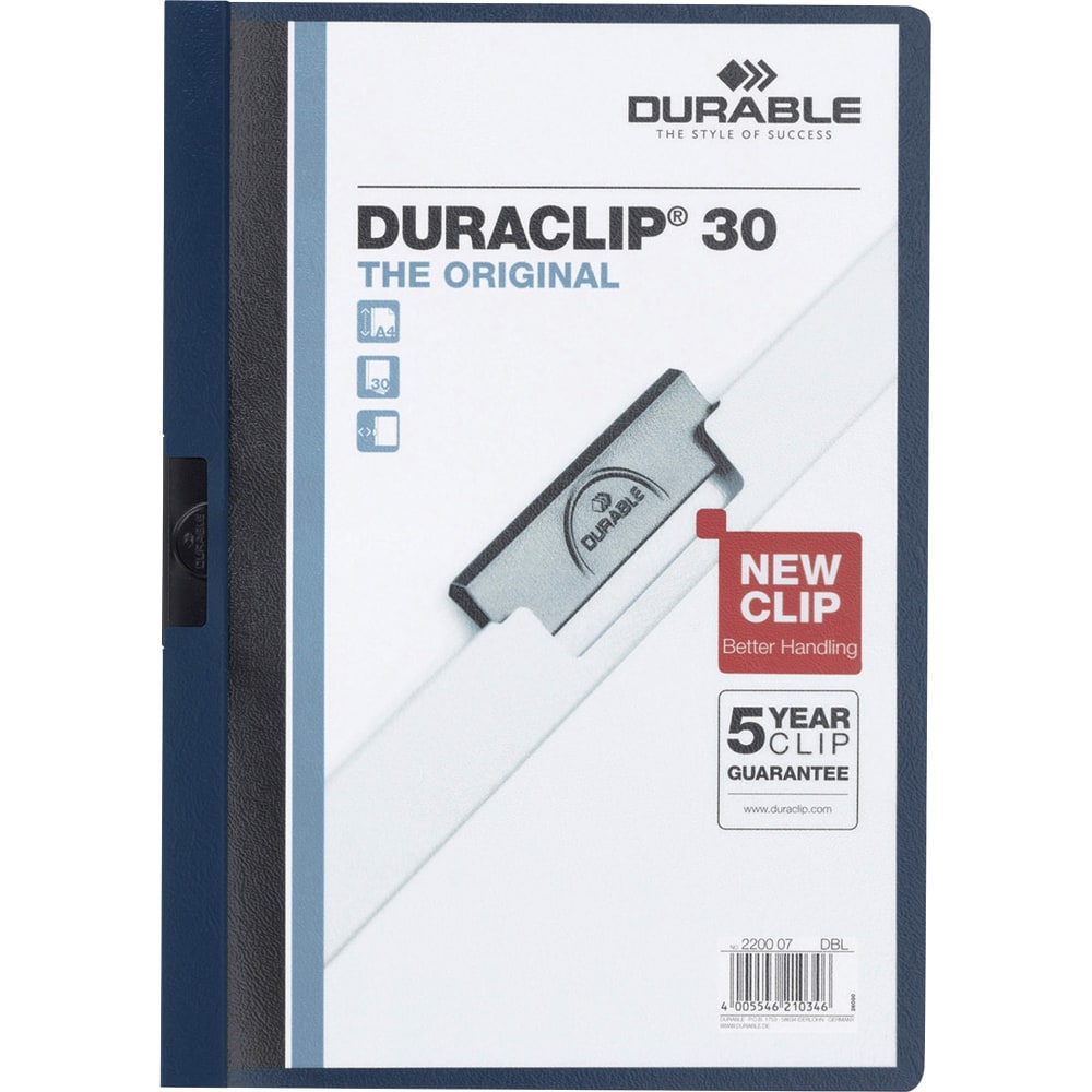 Durable Duraclip 30 Report Covers, 8 1/2in x 11in, Navy