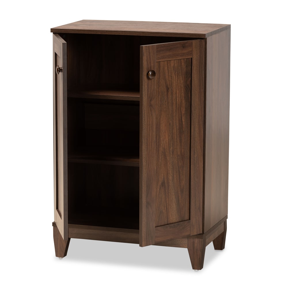 Baxton Studio Modern And Contemporary 35inH 2-Door Shoe Storage Cabinet, Walnut Brown