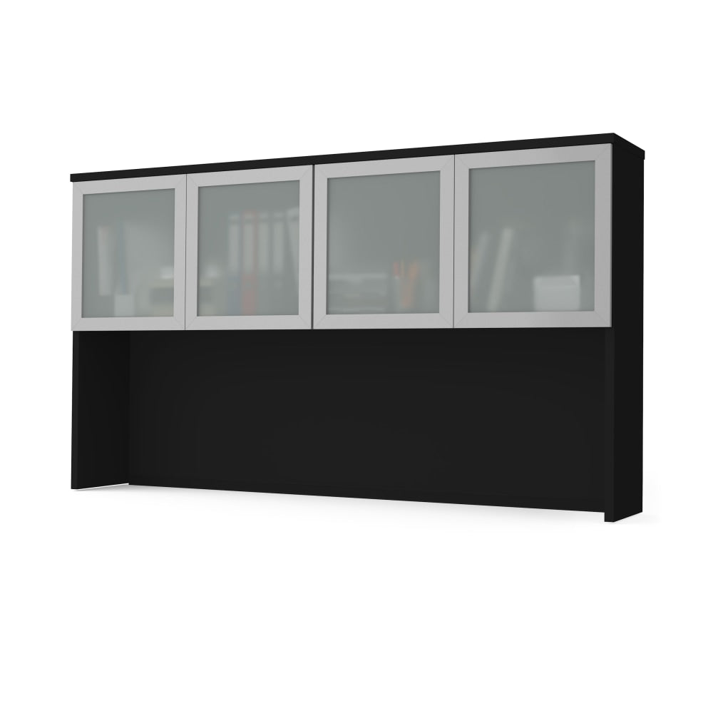 Bestar Pro-Concept Plus Hutch With Frosted Glass Doors, 40-7/16inH x 71-1/8inW x 12-7/16inD, Black