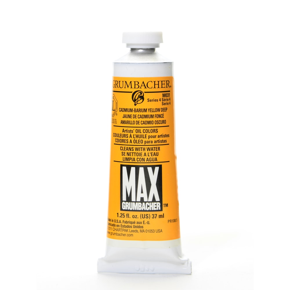 Grumbacher Max Water Miscible Oil Colors, 1.25 Oz, Cadmium Barium Yellow Deep