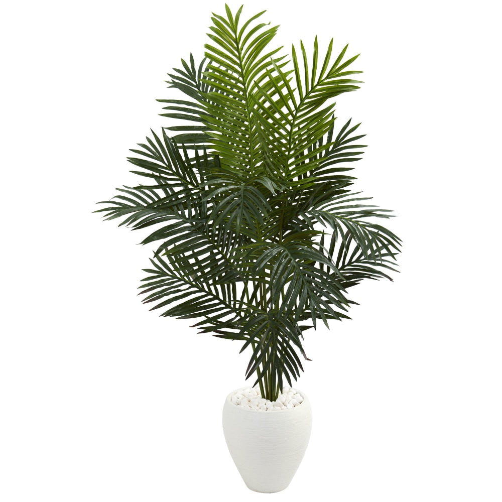 Nearly Natural Paradise Palm 66inH Artificial Tree With Planter, 66inH x 38inW x 26inD, Green/White