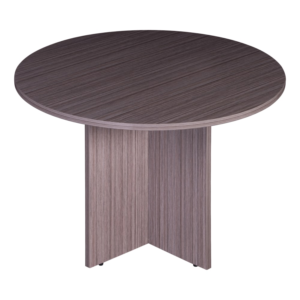 Boss Office Products 47inW Round Wood Conference Table, Driftwood