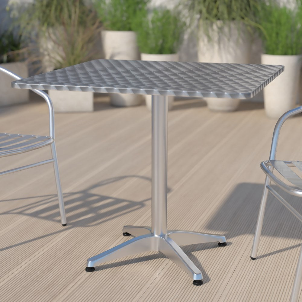 Flash Furniture Square Metal Indoor/Outdoor Table, 27-1/2inH x 31-1/2inW x 31-1/2inD, Silver