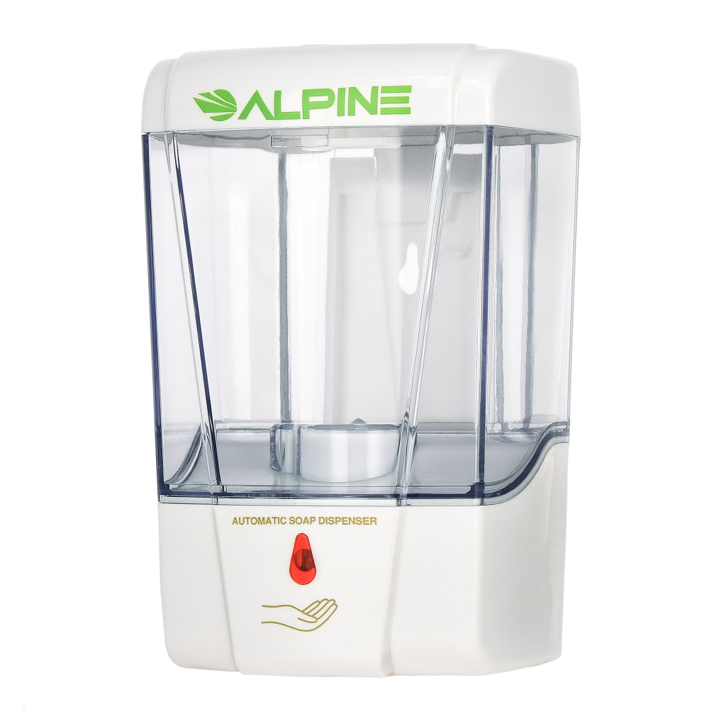 Alpine Commercial Automatic Touch-Free Liquid Soap And Gel Hand Sanitizer Dispensers, 700 mL, White, Pack Of 2 Dispensers