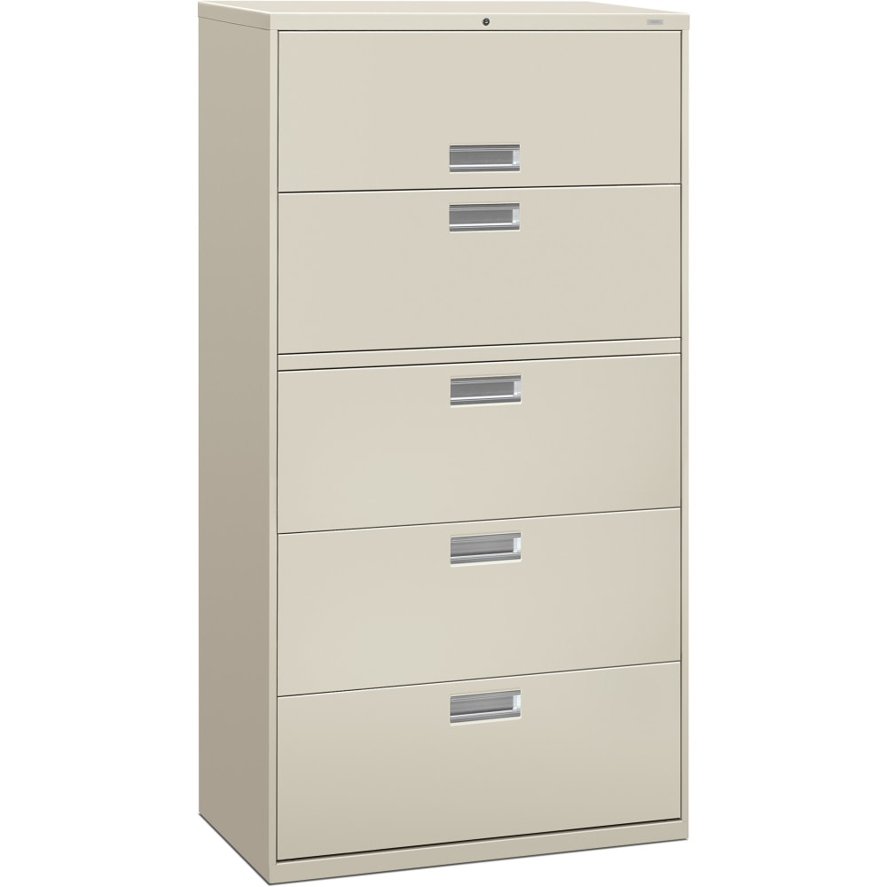 HON Brigade 600 36inW x 18inD Lateral 5-Drawer File Cabinet, Light Gray