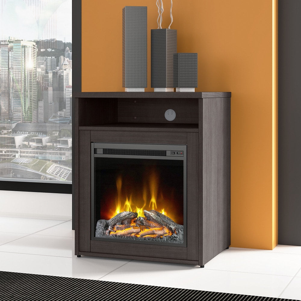 Bush Business Furniture Studio C 24inW Electric Fireplace With Shelf, Storm Gray, Standard Delivery